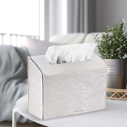 Hand Towels Box Cover,PU Leather Tissue Box Cover Holder Compatible with Kleenex Disposable Paper Hand Towels Suitable for Dining,Kitchen,Bathroom(1-White) - color: 1-white