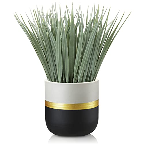 Hollyone Artificial Plants Small Faux Plant Decor Fake Potted Plant Faux Plants in Pots Fake Grass Pot for Home Table Office Desk Room Bathroom House Indoor Decorative Gifts - color: Powder / Dusty Look #1
