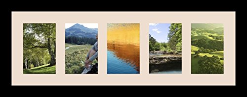 ArtToFrames Collage Photo Frame Single Mat with 5-4x6 Openings with Satin Black Frame and Alabaster mat. - color: 5 - 4x6 - (2159), size: Alabaster