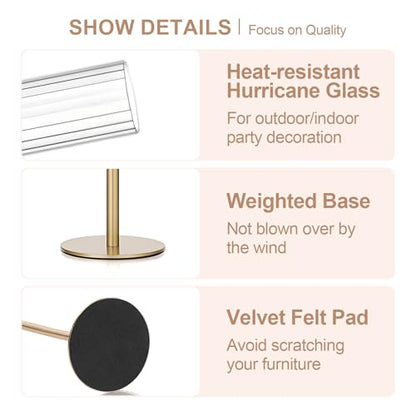 Garvee Gold Hurricane Candle Holders Set of 6, Taper Candlestick Holders with Ribbed Glass Cylinder Sleeves, Elegant Table Centerpiece for Wedding, Birthday, Christmas, Home Decor - size: 6