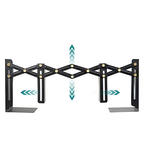 Hossejoy Adjustable Bookends, Heavy Duty Metal Book Ends, Expandable Bookcase Book Holder Stand Shelf Rack for Student Office Book File Organizer Storage, Extends up to 19 inches (Black)