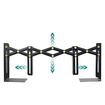 Hossejoy Adjustable Bookends, Heavy Duty Metal Book Ends, Expandable Bookcase Book Holder Stand Shelf Rack for Student Office Book File Organizer Storage, Extends up to 19 inches (Black)