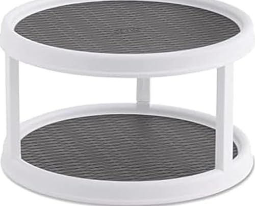 Copco Non-Skid Turntable, 2-Tier, 12-Inch, Durable & Easy Clean, White/Gray - color: White/Gray