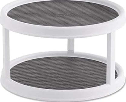 Copco Non-Skid Turntable, 2-Tier, 12-Inch, Durable & Easy Clean, White/Gray - color: White/Gray