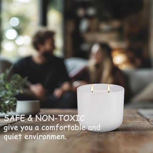 2-Pack Citronella Candles in White Ceramic Jars - 2 Cotton Wicks, Citronella Oil with Elegant White Pillar Design Perfect for Outside Patio, Camping & Garden, Summer Gifts for Indoor Home - color: White