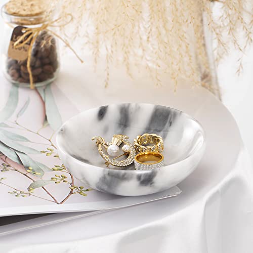 Marble Jewelry Dish - Rings Holder - color: white