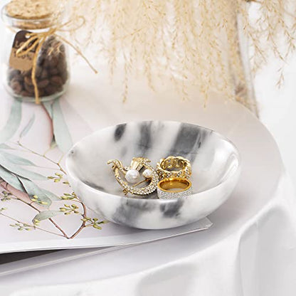 Marble Jewelry Dish - Rings Holder - color: white