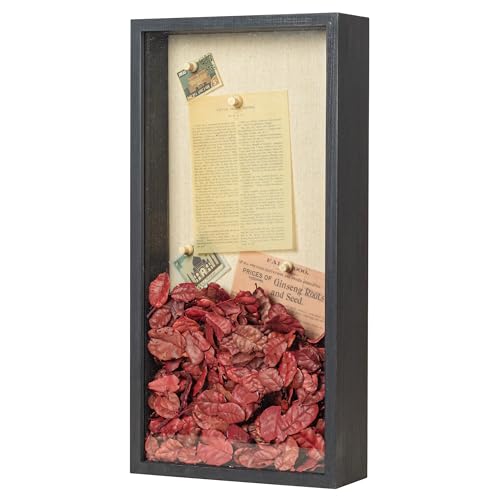 Shadow Box Frame 8x16 Shadow Box Display Case with Linen Back of Awards Memorabilia Flower, Pictures, Keepsakes、Bouquet、Medals and More Photos Memory Box Black - color: Black, size: 8×16