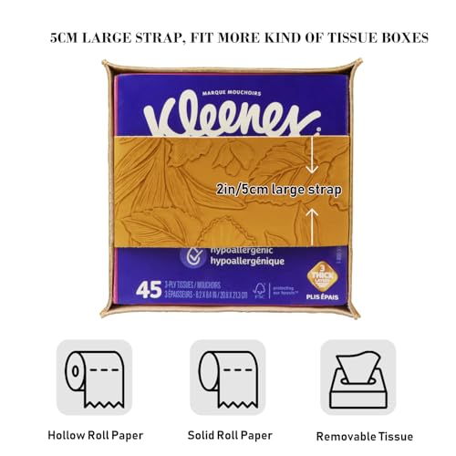 Square Tissue Cube Cover PU Leather Tissue Organizer with Bottom Belt for Bathroom, Tabletop, Kitchen, Night Stands, Office, Home, Car (RetroYellow) - color: Retroyellow