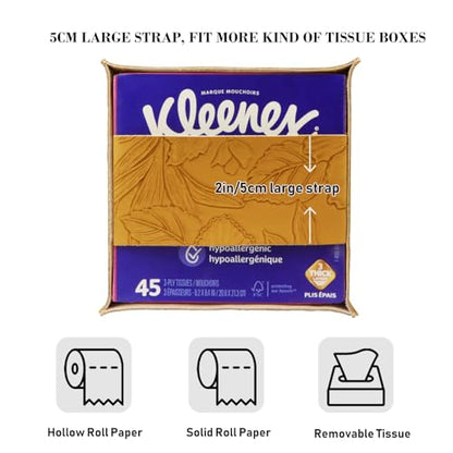 Square Tissue Cube Cover PU Leather Tissue Organizer with Bottom Belt for Bathroom, Tabletop, Kitchen, Night Stands, Office, Home, Car (RetroYellow) - color: Retroyellow