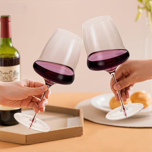 KAMMAK Crystal Red Wine Glasses Set of 2, 24.69 oz Stemmed Glasses, XY009 | Hand Blown, Bordeaux Wine Glasses, Thin Rim & Long Stem, Red & White, Daily Use, Wedding or Birthday Gift for Women - size: 8KPDSXY009