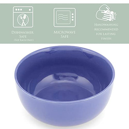 Elanze Designs Bistro Glossy Ceramic 6.5 inch Dinnerware Bowls Set of 4 - Perfect for Everyday uses from Soup, Pasta, Salad, Cereal, Ice cream, Ramen and Pho, Violet Purple - color: Violet Purple, style: 6.5 inch Soup