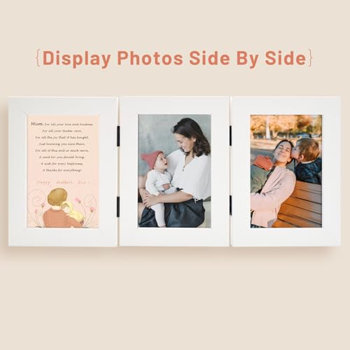 Golden State Art, 4x6 Triple Picture Frame White- Real Glass, 2 Pack | Trifold Photo Frame Vertical Display for Desktop - Three Folding Picture Collage - color: White, size: 4x6(2 Pack)