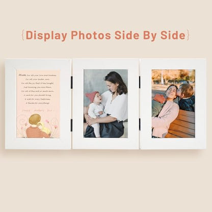 Golden State Art, 4x6 Triple Picture Frame White- Real Glass, 2 Pack | Trifold Photo Frame Vertical Display for Desktop - Three Folding Picture Collage - color: White, size: 4x6(2 Pack)