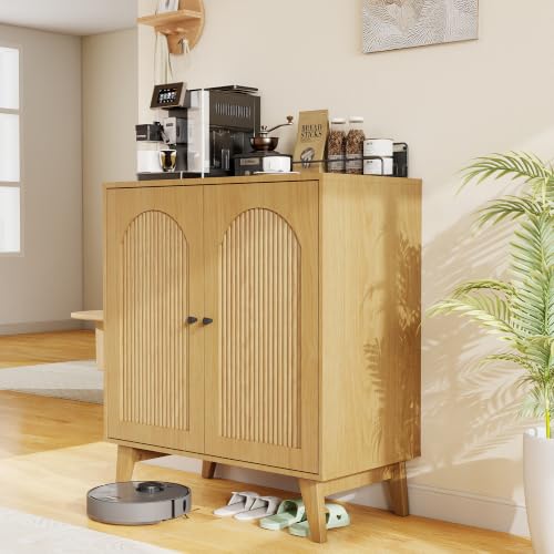 Sideboard Buffet Cabinet with Storage,Accent Cabinet,Storage Sabinet | Farmhouse Coffee Bar Cabinet with Adjustable Shelf & Solid Wood Legs for Living Room, Kitchen, Entryway, Natural*2 pc - color: Natural*2
