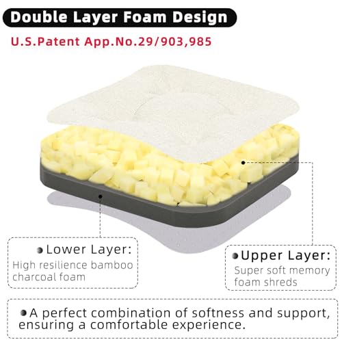 GOFORIT Memory Foam Cushion，Square Seat Cushions for Dining Chairs,Non-Slip Chair Pads with Removable Cover, 16'' x 16'', Off White - color: Off White