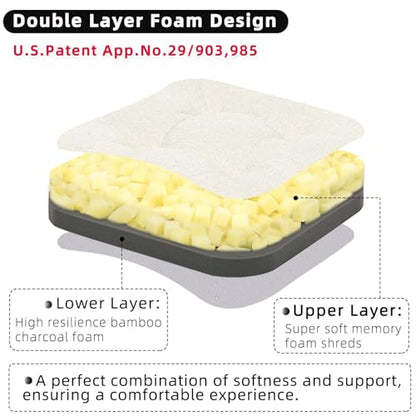 GOFORIT Memory Foam Cushion，Square Seat Cushions for Dining Chairs,Non-Slip Chair Pads with Removable Cover, 16'' x 16'', Off White - color: Off White
