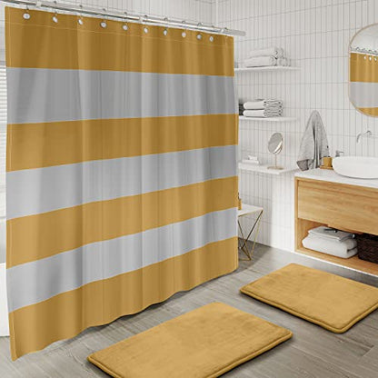 Clara Clark Bathroom Set – Bathroom Sets with Shower Curtain and Rugs, Soft Bathroom Rugs Non Slip, 23PC Gold Bathroom Accessories Set Complete with Bath Rugs, Shower Curtain Set with Liner and Hooks - color: Gold, size: Complete Set + Bath Rugs