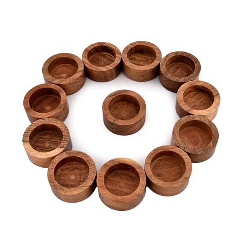 Acacia Wood Tealight Candle Holder for Wedding, Party, Birthday, Holiday, Home Decoration (2.25" x 2.25" x 1"), (Set of 12)