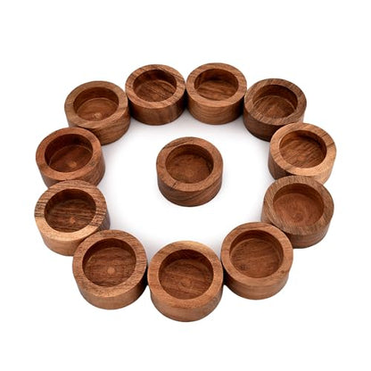 Acacia Wood Tealight Candle Holder for Wedding, Party, Birthday, Holiday, Home Decoration (2.25" x 2.25" x 1"), (Set of 12)