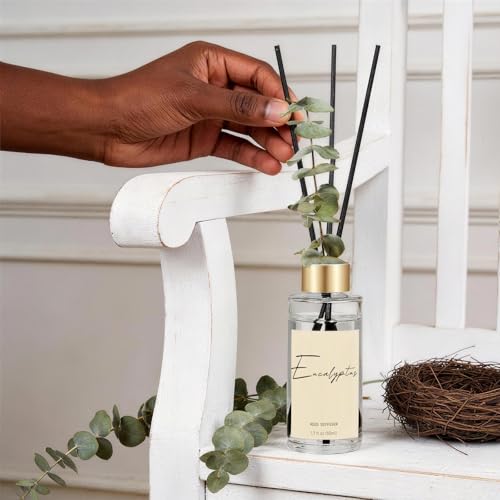 Reed Diffuser Set of 3, Eucalyptus, Linen, Ocean Oil Diffusers with Sticks | 1.7 fl oz Each, Total 5.1 oz, Long-Lasting Essential Oil Home Fragrance, Air Freshener for Bedroom, Bathroom Decor