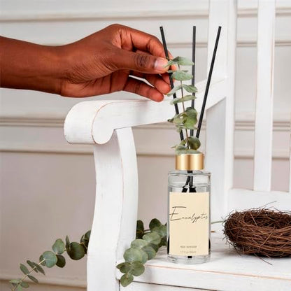 Reed Diffuser Set of 3, Eucalyptus, Linen, Ocean Oil Diffusers with Sticks | 1.7 fl oz Each, Total 5.1 oz, Long-Lasting Essential Oil Home Fragrance, Air Freshener for Bedroom, Bathroom Decor