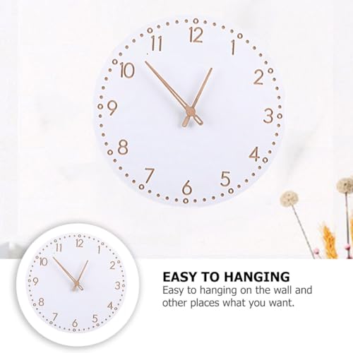 ULTECHNOVO Modern Minimalist Wooden Hanging Wall Clock with Roman Numerals, Silent Mute Decorative Home Clock for Living Room, White Finish Artistic Wall Decor