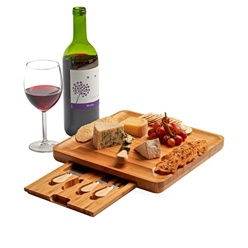 Charcuterie Board Gift Set: Charcuterie Board Set, Bamboo Cheese Board Set - House Warming Gifts New Home, Wedding Gifts for Couple, Bridal Shower Gift |13.5 x 1.5 inch