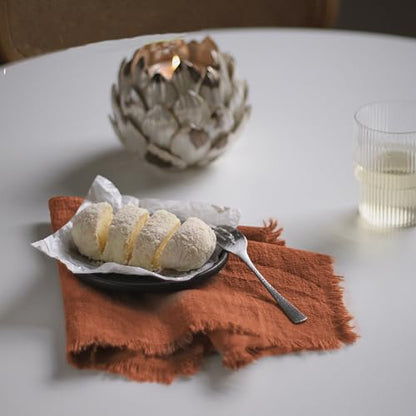 Handmade Cloth Napkins 100% Cotton Napkins with Fringe，Delicate Handmade Cloth Napkins for Dinners, Parties, Weddings and More，18 x 18 Inch Set of 4 - Terracotta - color: Terracotta