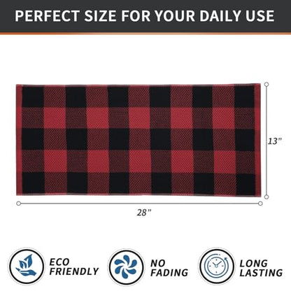Homaxy 100% Cotton Plaid 8 Pack Kitchen Towels, 13" x 28", Black & Red | Waffle Weave, Plaid, Super Soft and Absorbent Dish Towels, Quick Drying, Multi-Purpose - color: Black & Red, size: 13 x 28 - 8 Pack