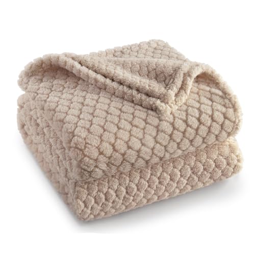 Exclusivo Mezcla Soft Fleece Throw Blanket for Couch, Camel | Jacquard Lightweight Cozy Throws for Bed, Sofa, Breathable Decorative Fuzzy Textured All Season Use, 50x60 Inches - color: Camel, size: Throw ( 50x60 IN )