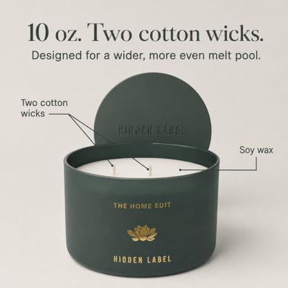 Hidden Label Marine Flower Soy Candle, 10 oz 2-Wick | Soy wax jar candle, up to 45 hours, fresh floral marine scent for bath, bedroom, living room and gifts - color: Marine Flower