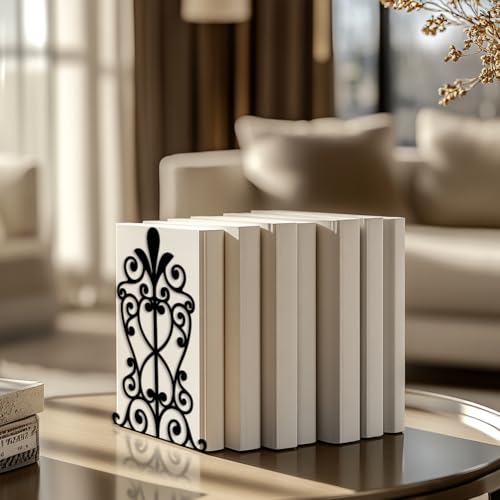 5.3"x4.3"x7.9" Metal Bookends, Heavy Duty Book Ends for Shelves | European style Pattern Theme Cast Iron Book Supports, 1 Pair Decor Stoppers for Desk, Library, Office & Home Shelves - style: European style Pattern