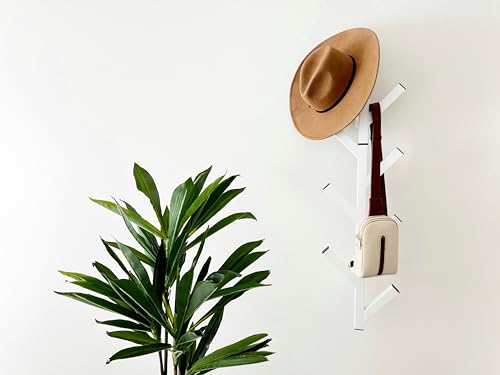 Coat Rack & Hat Rack – Modern Design – Wall Mounted – Stylish – (White) - color: White