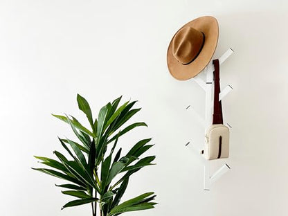 Coat Rack & Hat Rack – Modern Design – Wall Mounted – Stylish – (White) - color: White