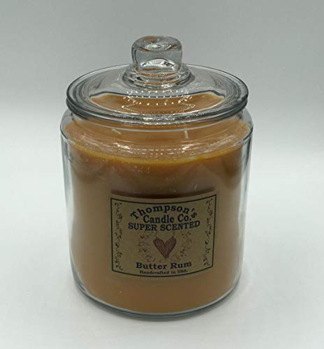 Thompson's Candle Co. Super Scented Butter Rum Cookie Jar Candle – 64 oz Large Two-Wick Jar, Long-Lasting Dessert Fragrance