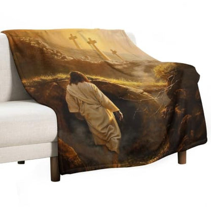 Jesus Leaving The Tomb 01 Flannel Blankets Fleece Soft Throw Lightweight Plush Gifts for Couch, Bed, Cozy Sofa Plush, Chair, Lovers 50x60in(125x150cm) - color: Style-10, size: 50x60in(125x150cm)