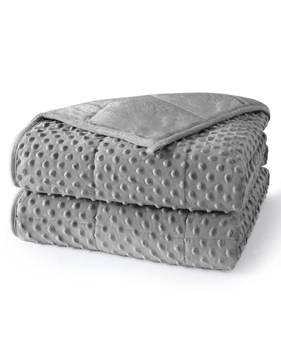 Ultra-Soft Weighted Blanket for Adults(15 lbs, 60” x 80” Queen Size) | Minky Dot Fleece Cooling Breathable Heavy Blanket with Glass Beads, Perfect for 140-190 lbs, Grey - color: Dotted Grey, size: 60" x 80" 15lbs