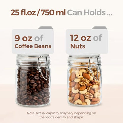 ComSaf 25 oz Glass Jars with Airtight Lids 6 Pack Pantry Coffee Canisters | Meal prep salads, Overnight oats, Preserving canning, Sourdough pickling, Pantry organization, Pickling fermenting, Snacks - size: 25oz*6