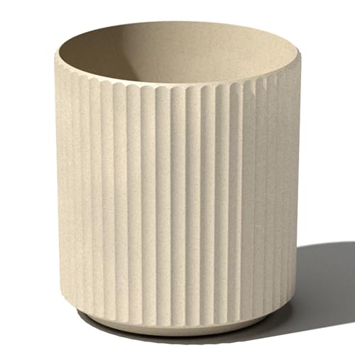 Veradek Demi Series Round Planter for Porch, Patio, Backyard | Durable Plastic-Concrete Material | Modern Décor for Tall Plants, Flowers - color: Sand, size: 12 Inch