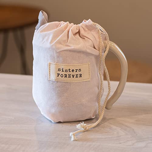 DEMDACO Warm Heart Ivory Stoneware Sisters Forever Heart Mug | Meaningful Coffee Mug for Cherished Relationship Reminders, Curved Handle, Comfy Grip, Hand-Thrown, Microwave-Safe - style: Sisters Forever