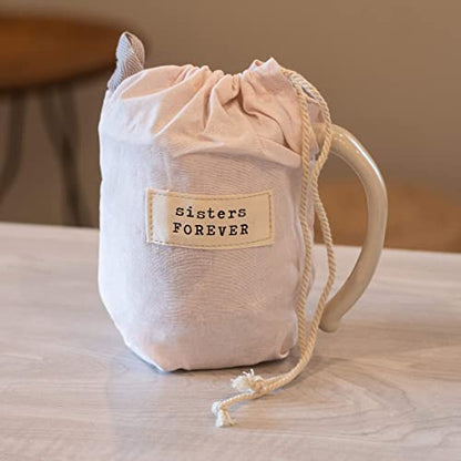 DEMDACO Warm Heart Ivory Stoneware Sisters Forever Heart Mug | Meaningful Coffee Mug for Cherished Relationship Reminders, Curved Handle, Comfy Grip, Hand-Thrown, Microwave-Safe - style: Sisters Forever