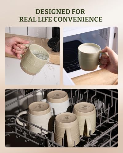 famiware Coffee Mugs Set of 4, 13 oz Mug Set, Ceramic Cup Set with Handle | Stoneware Mug for Coffee, Tea, Latte, Cappuccino, Microwave and Dishwasher Safe, Constellation Series，Honey - color: Constellation-Honey, size: 4 Count (Pack of 1)