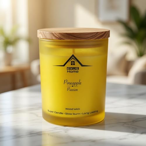 Hand Crafted, Soy Wax, Wood Wick, Aromatic Candle. Non-Toxic (Pineapple/Passion)