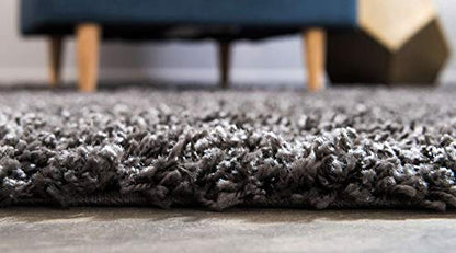 Unique Loom Solid Shag Collection Area Rug (2' x 3' 1" Rectangle, Graphite Gray) - color: Graphite Gray, size: 2' x 3'1" (Rectangular)