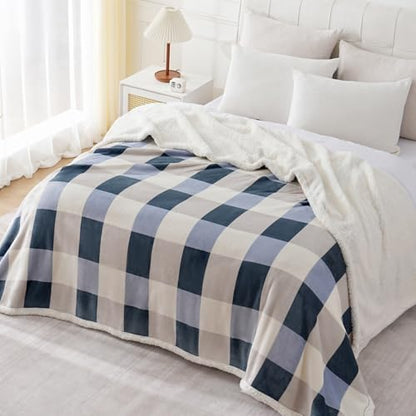 PU MEI Sherpa Throw Blanket Reversible Large Big King Size Flannel Blankets for Bed, 108"*90",Grey Blue - color: Grey-blue, size: 90"*108"