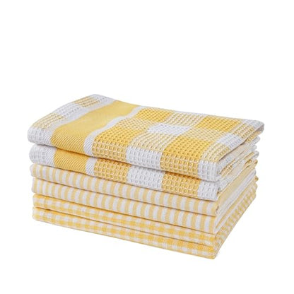 Lane Linen 100% Cotton Kitchen Towels - 6 Pack Dish Cloths Quick Drying, Soft Absorbent - Yellow, 12"x12" - color: 07: Yellow, size: 12"x12" - 6 Pack