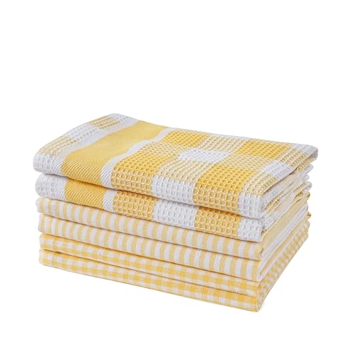 Lane Linen 100% Cotton Kitchen Towels - 6 Pack Dish Cloths Quick Drying, Soft Absorbent - Yellow, 12"x12" - color: 07: Yellow, size: 12"x12" - 6 Pack