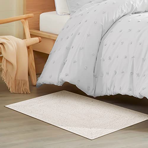 Hausattire Hand Woven Jute Braided Rug, 2x3 ft, Off-White | 100% natural jute, braided texture, reversible, boho farmhouse style, indoor/outdoor, 24x36 - color: Off White, size: 2'x3'