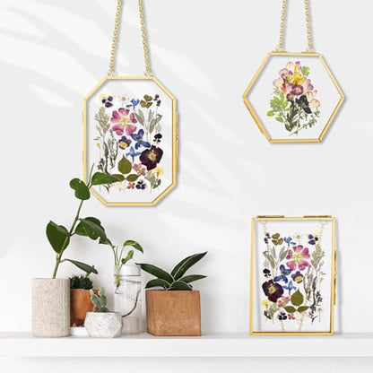 3pcs Pressed Flower Frames FC-US-Frames-T3-0108GoldHua - color: Gold flower